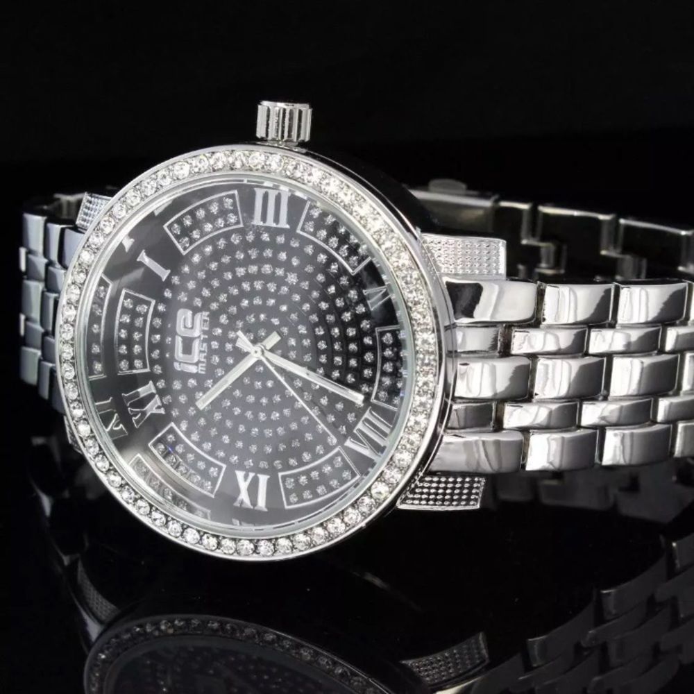 NEW Silver Iced Out Men's Luxury Cz Diamond Watch